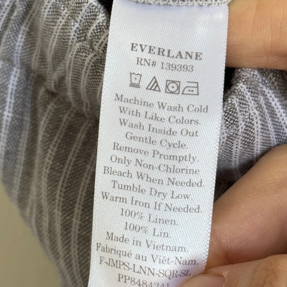 Everlane Linen Jumpsuit Square-neck Size 0 Striped Blue Summer Beach